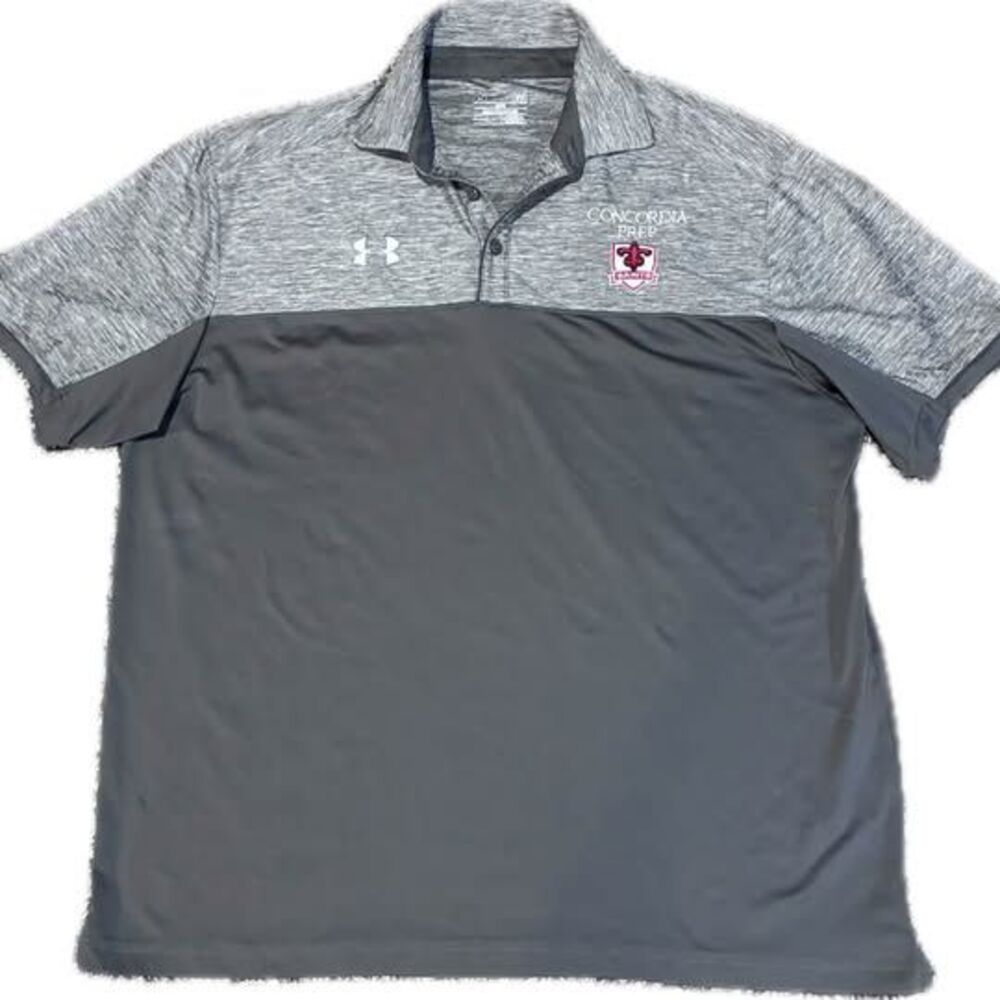 Under Armour Concordia Prep Saints Polo Shirt Size L Grey Fanware School Spirit